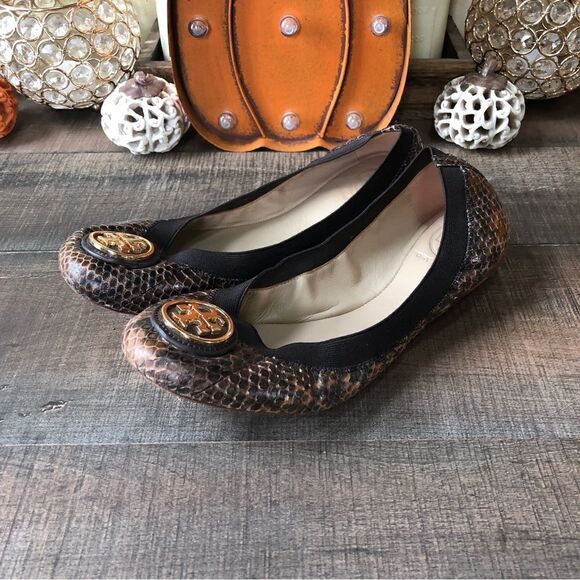 Tory Burch Caroline 2 Snake Print Ballerina Flat - Picture 2 of 10